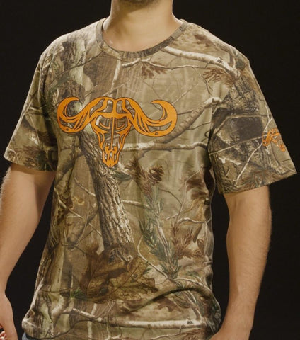 Rum Bum Outdoors Camo Short Sleeve T-Shirt w/ Orange Logo