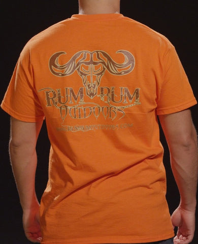 Rum Bum Outdoors Orange Short Sleeve T-Shirt w/ Small Brown Logo